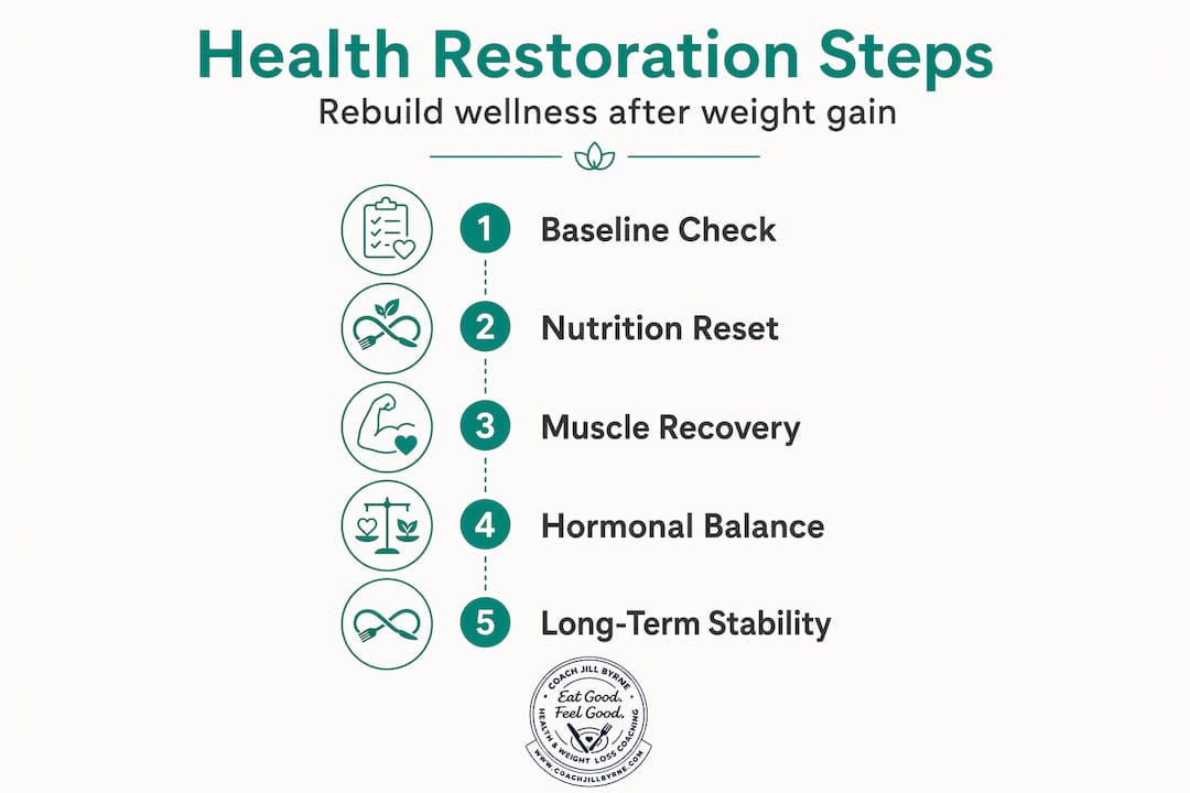 Infographic with five steps to restore health