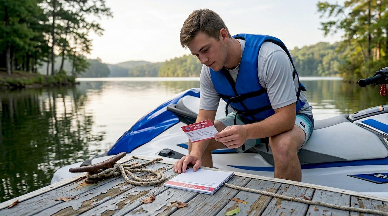 Jet ski operator verifies certification card