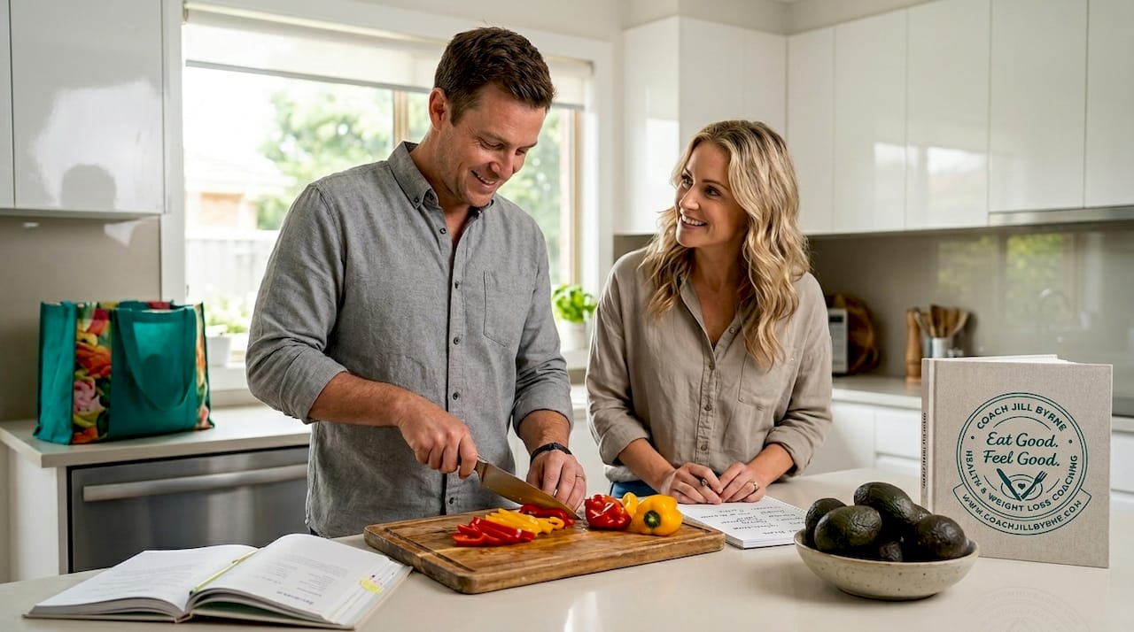 Couple planning meals in their kitchen
