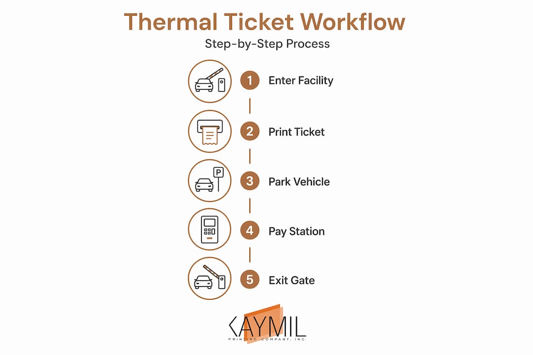 Infographic showing thermal ticketing step-by-step process
