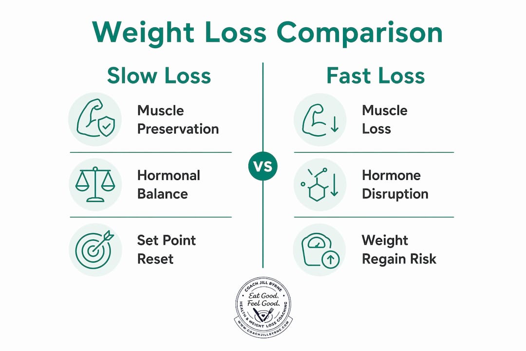 Infographic comparing slow versus fast weight loss effects
