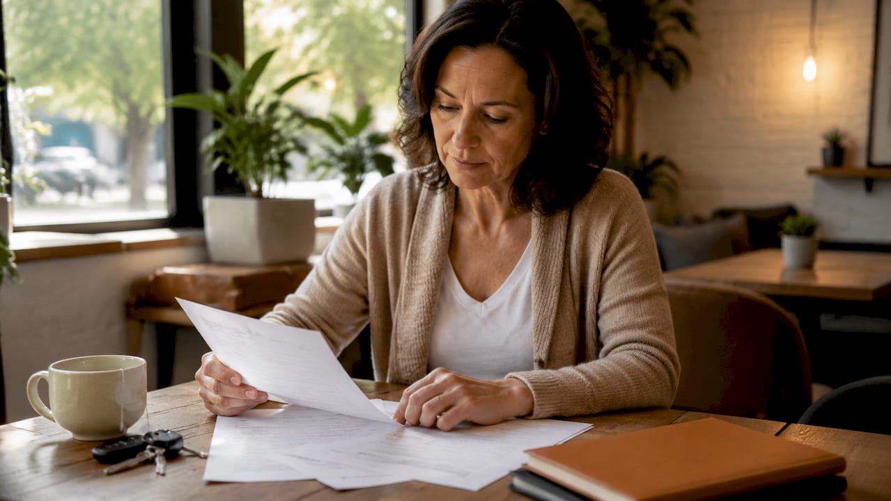 Person reviewing parking permit paperwork
