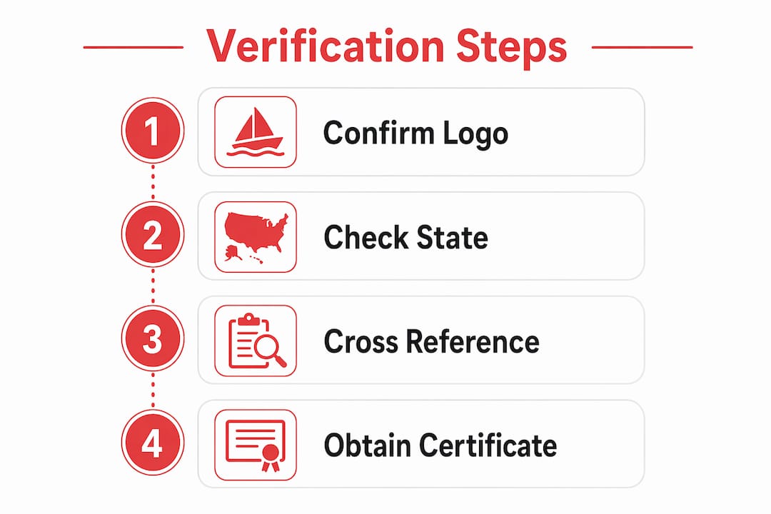 Infographic outlining NASBLA course verification steps