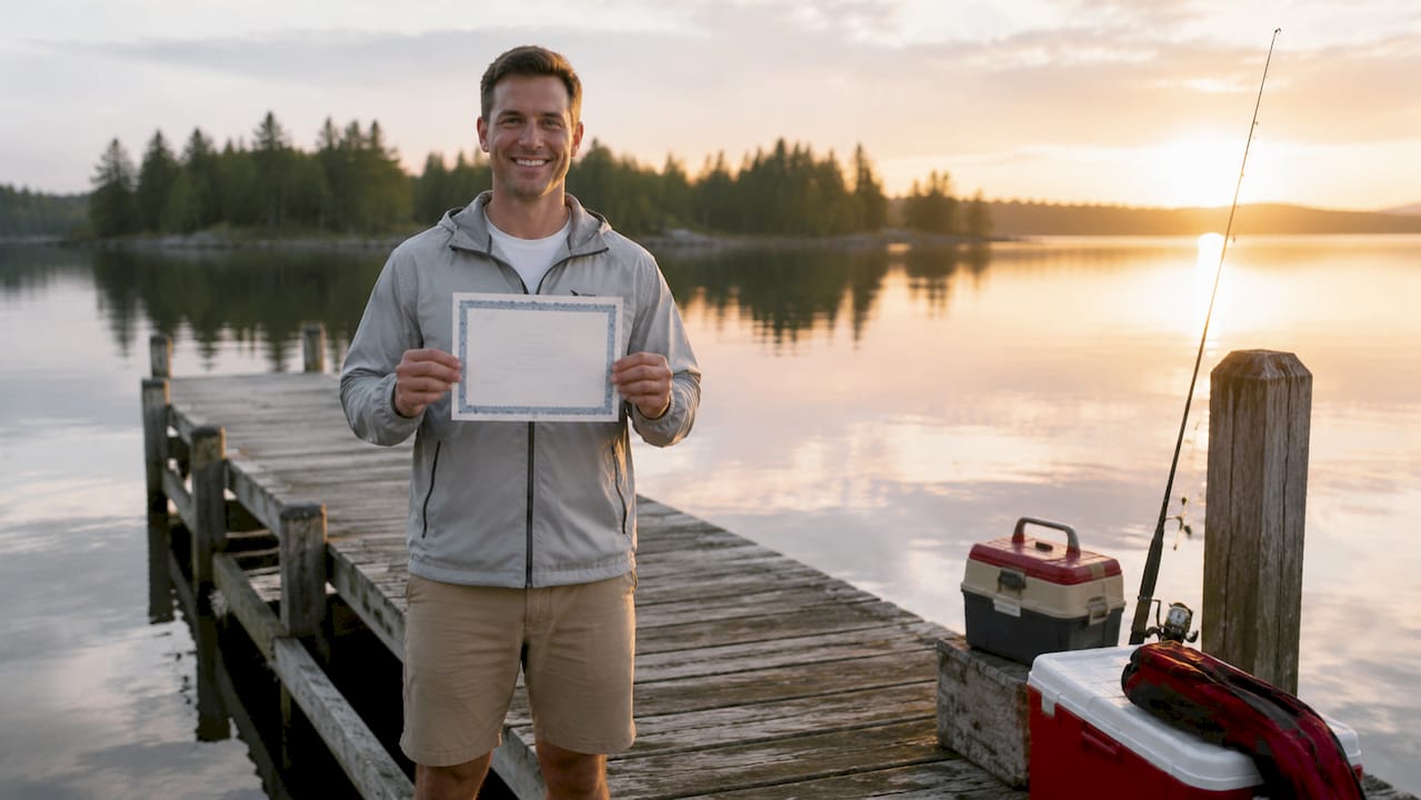 Hands holding approved boating certificate