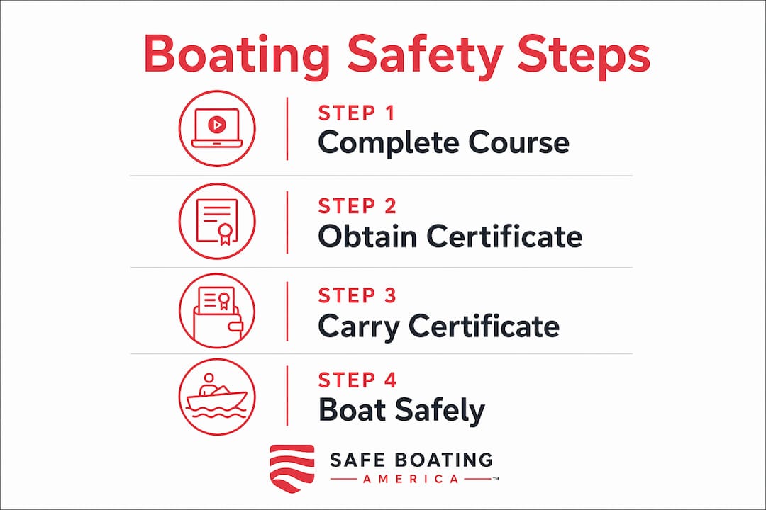 Infographic showing steps to meet boating safety education