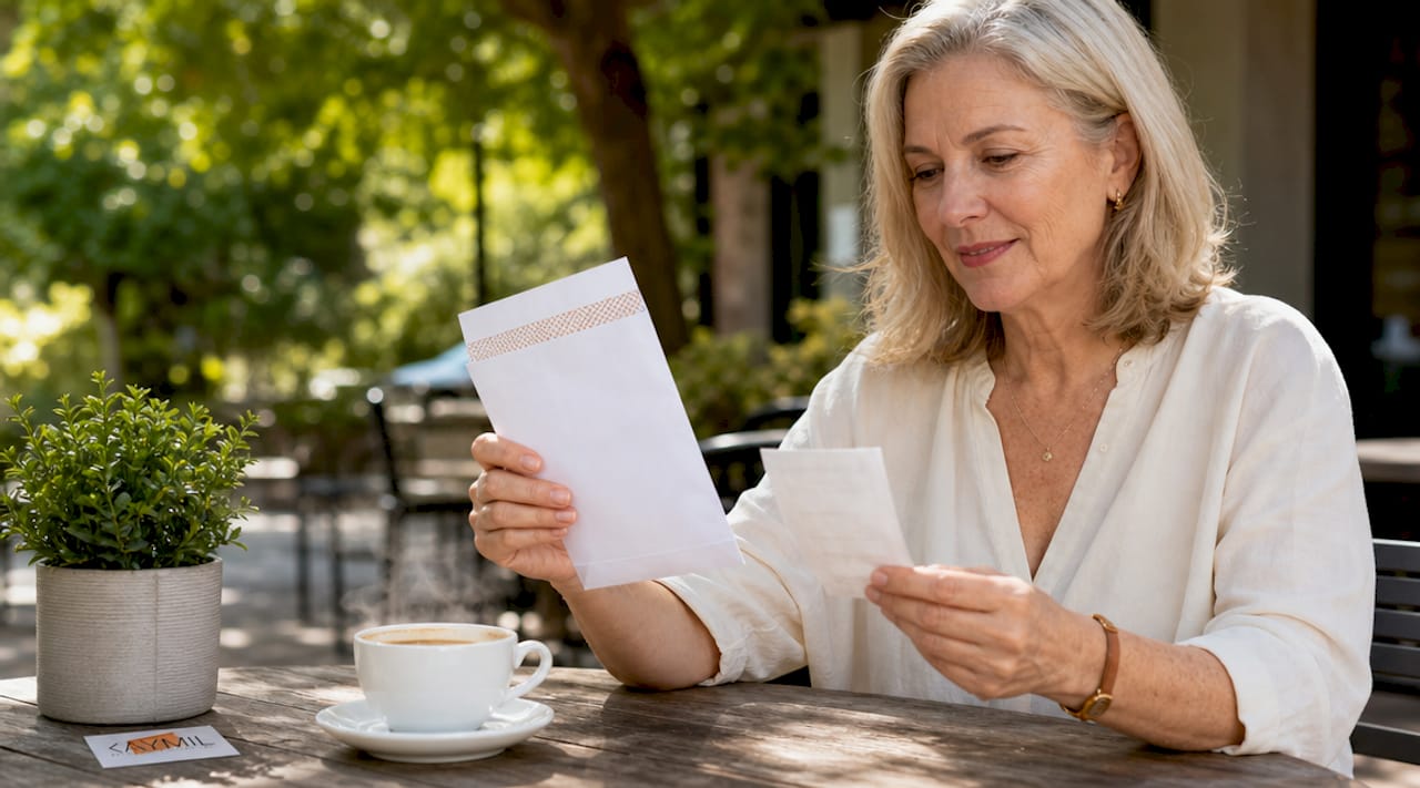 Hands comparing valet envelope and paper parking ticket