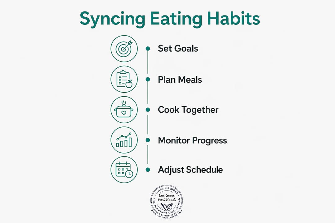 Infographic showing steps to sync eating habits
