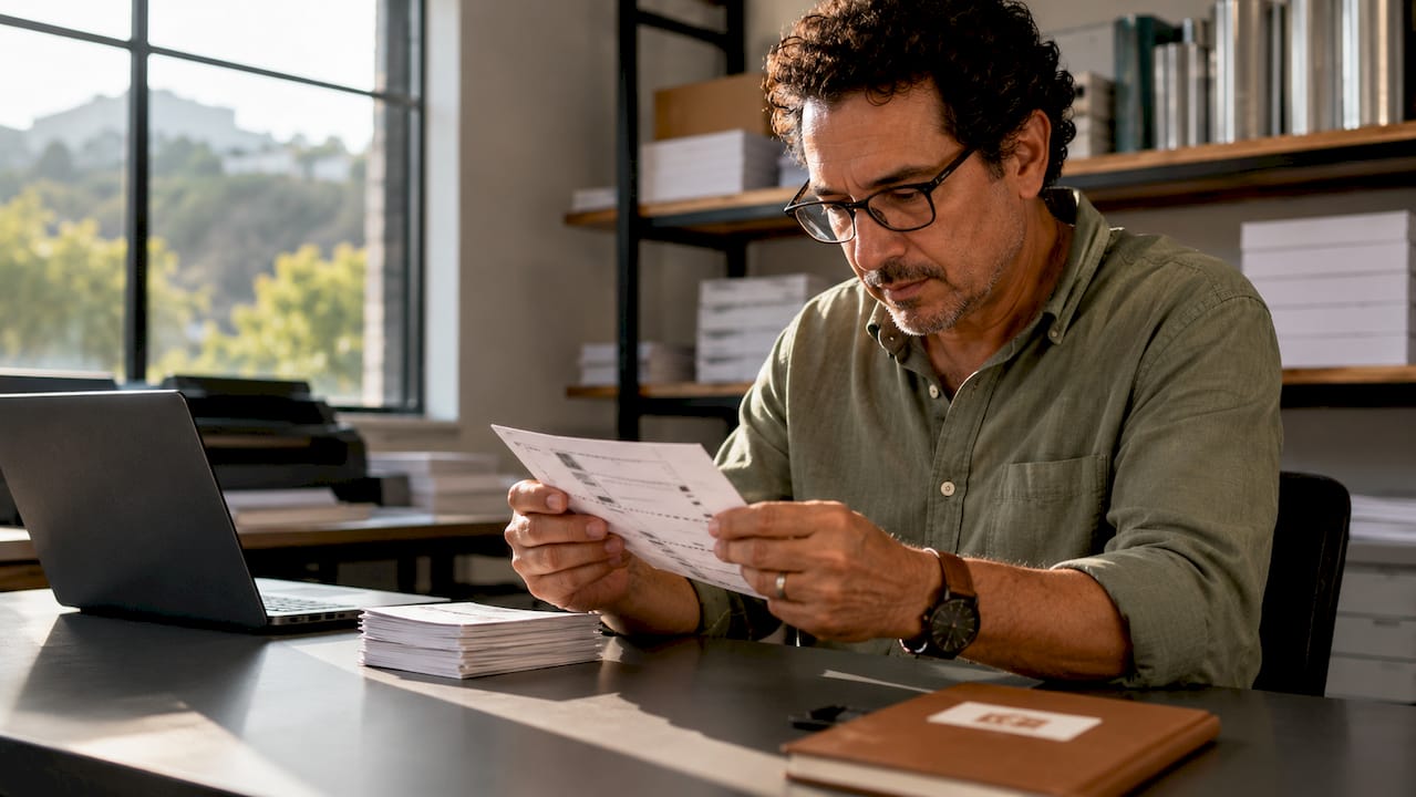 Man examining custom printed parking tickets