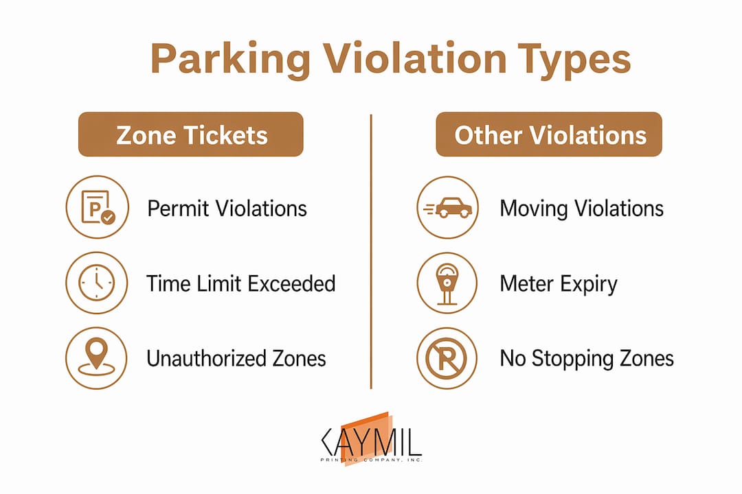 Infographic comparing parking zone tickets with other violations