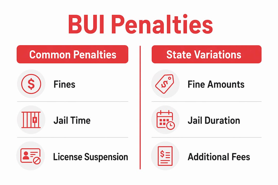 Infographic comparing common BUI penalties and state differences