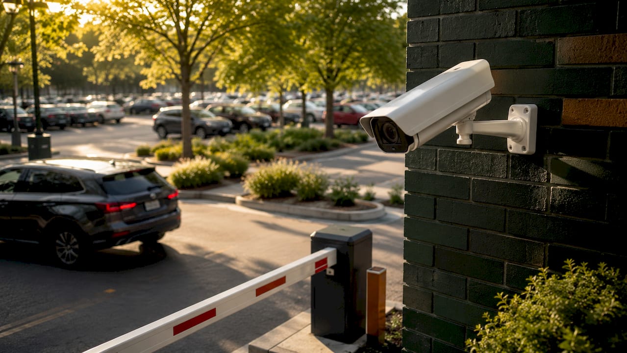 Parking garage license plate recognition camera