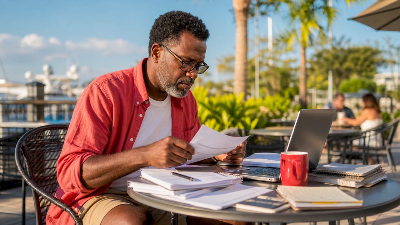 Man reviewing South Carolina boat registration documents