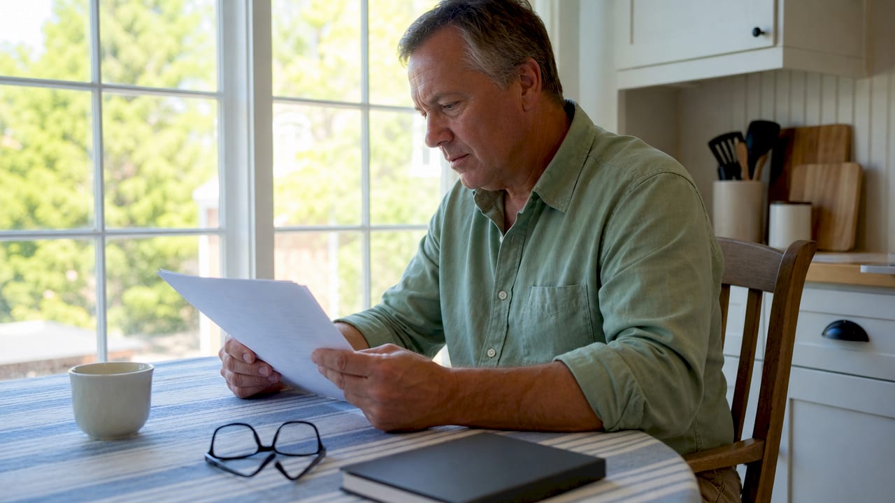 Man reading USCG boating regulations at home desk