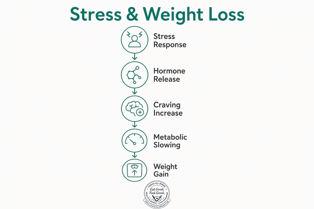 Infographic explaining how stress affects weight loss