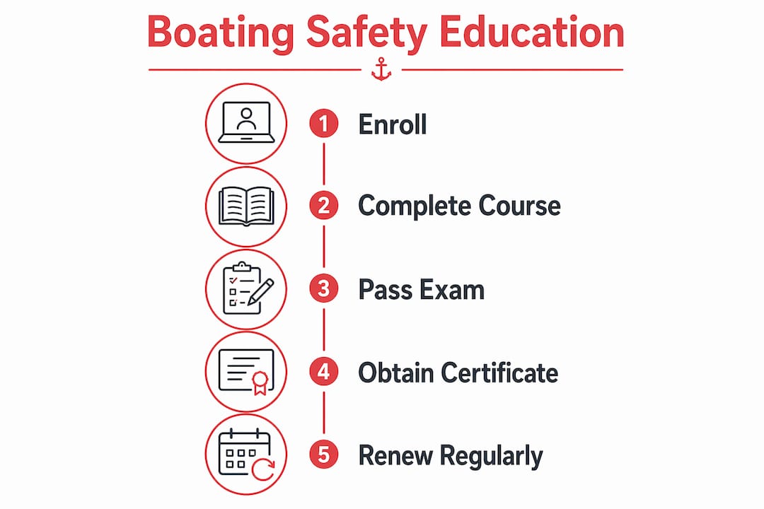 Infographic showing boating safety education steps