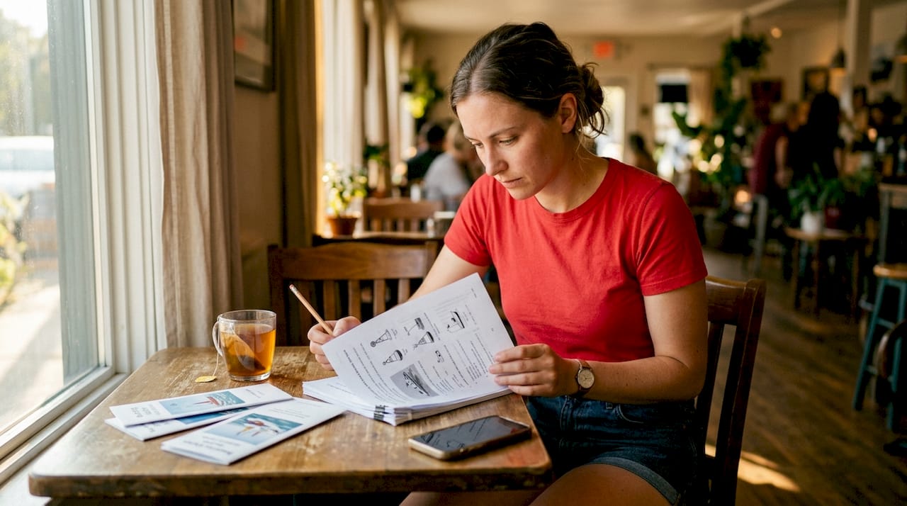 Woman preparing for boater exam test