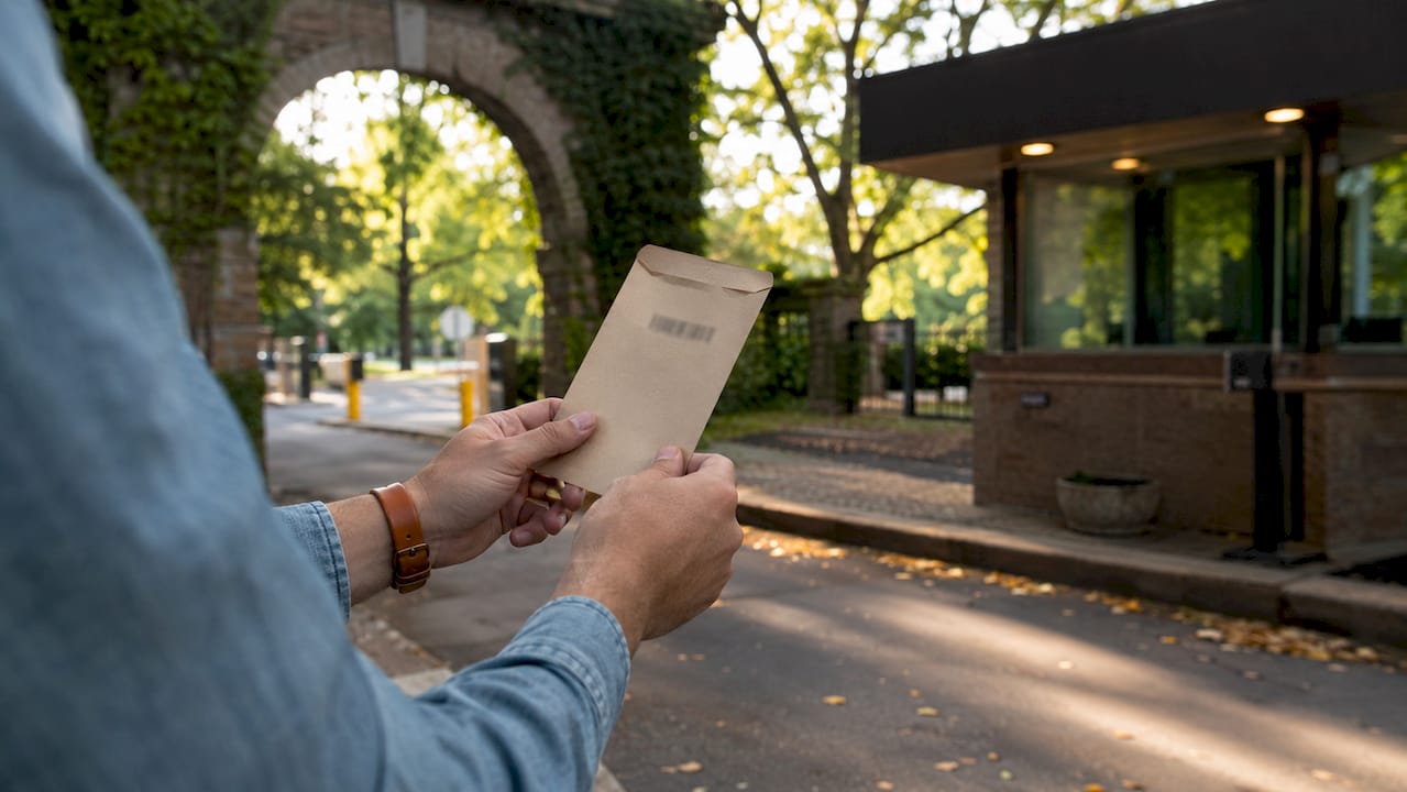 Hands holding flat-rate parking ticket at campus lot entrance