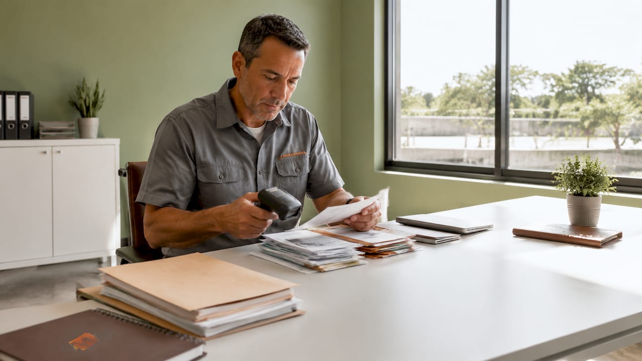 Parking manager reviewing garage tickets
