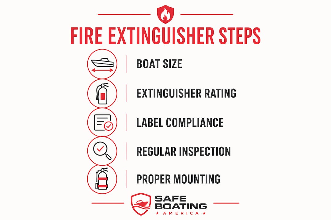 Infographic showing fire extinguisher compliance steps