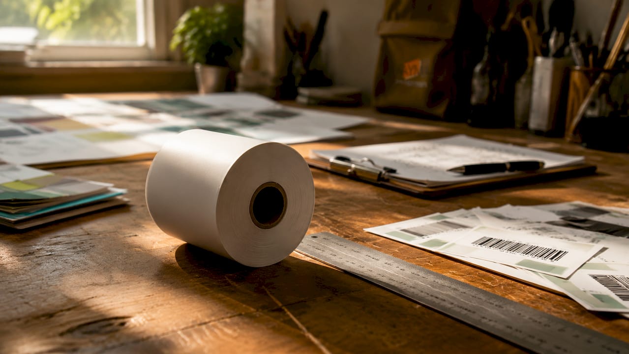 Close-up of thermal paper roll for parking tickets