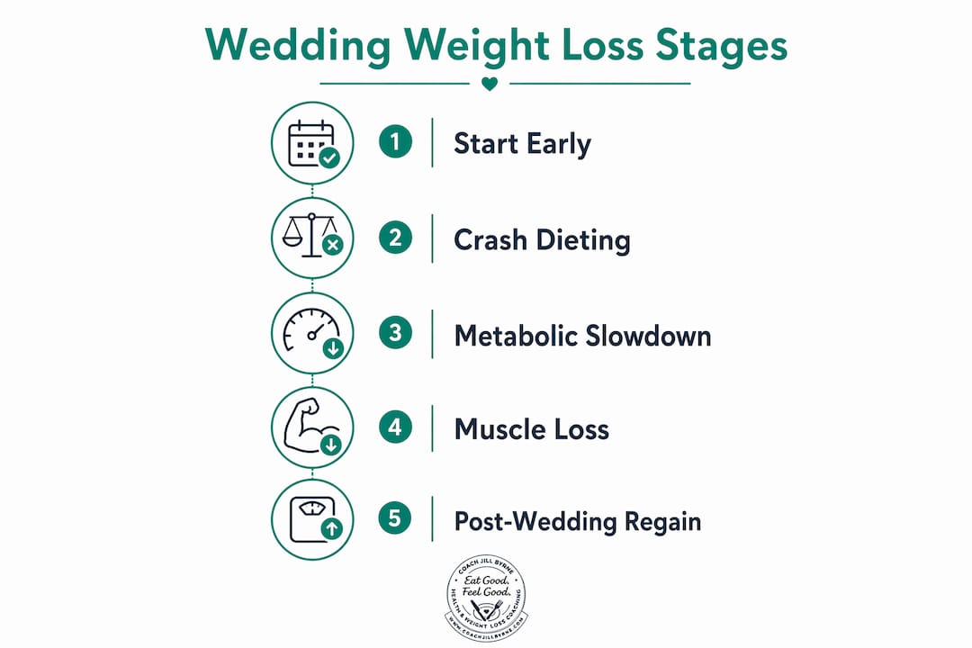 Infographic showing stages of wedding weight loss