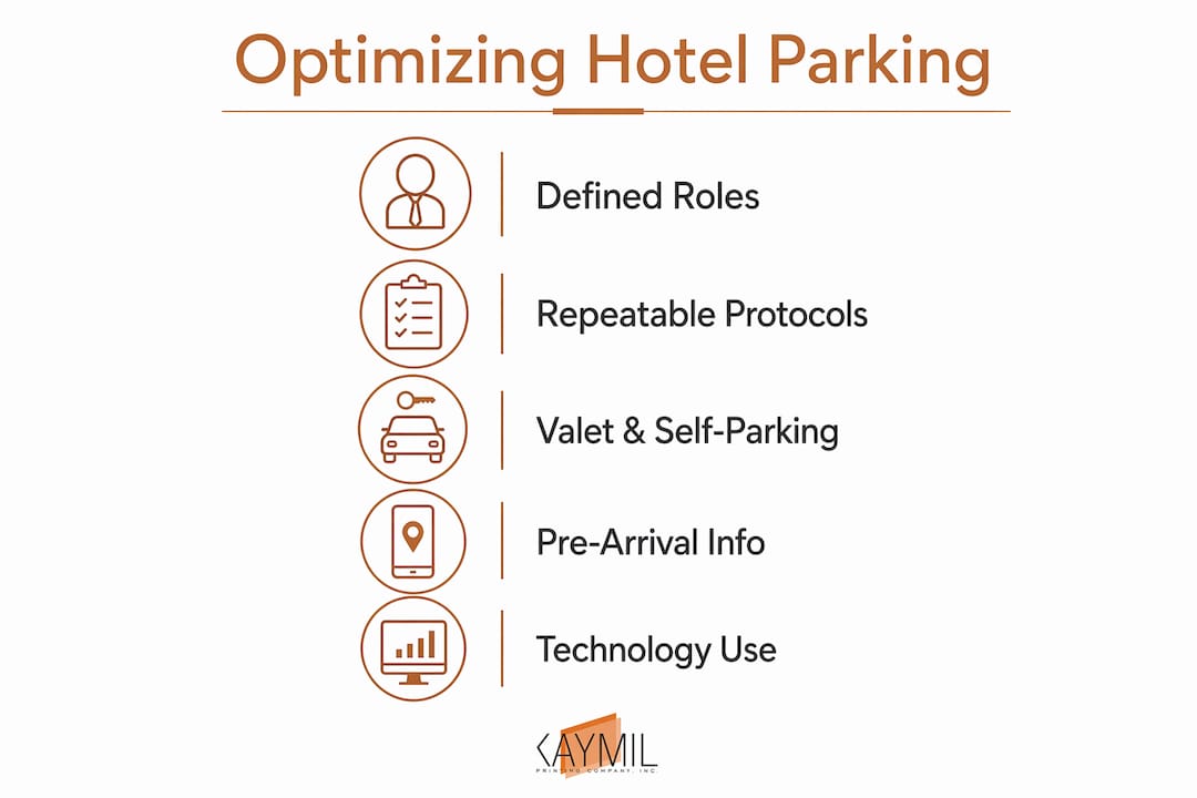 Infographic showing steps to optimize hotel parking operations