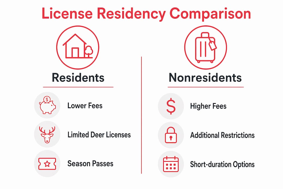 Infographic comparing resident vs nonresident Montana licenses
