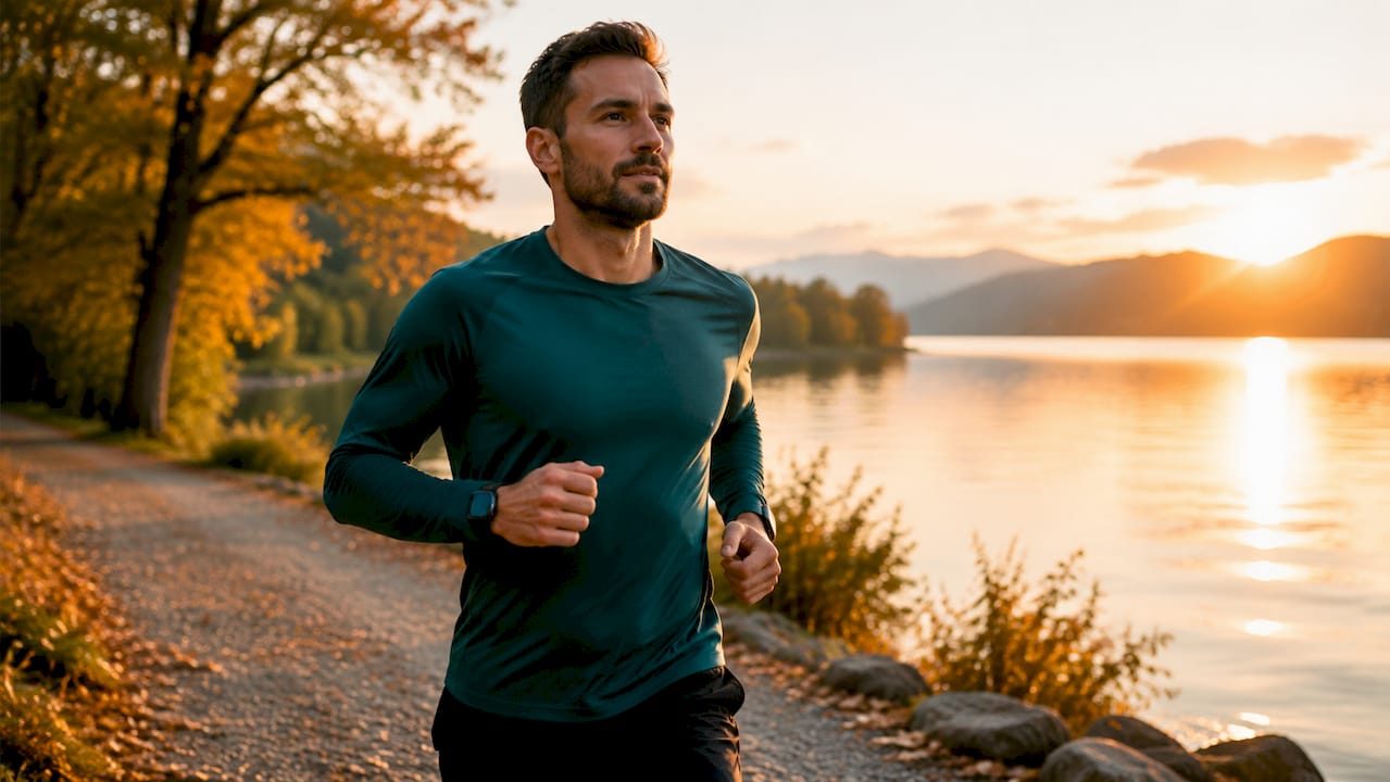 Man walking outdoors for weight maintenance