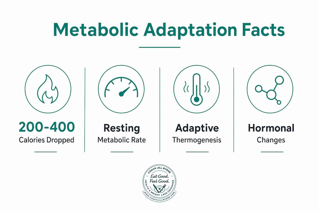 Infographic illustrating metabolic adaptation statistics