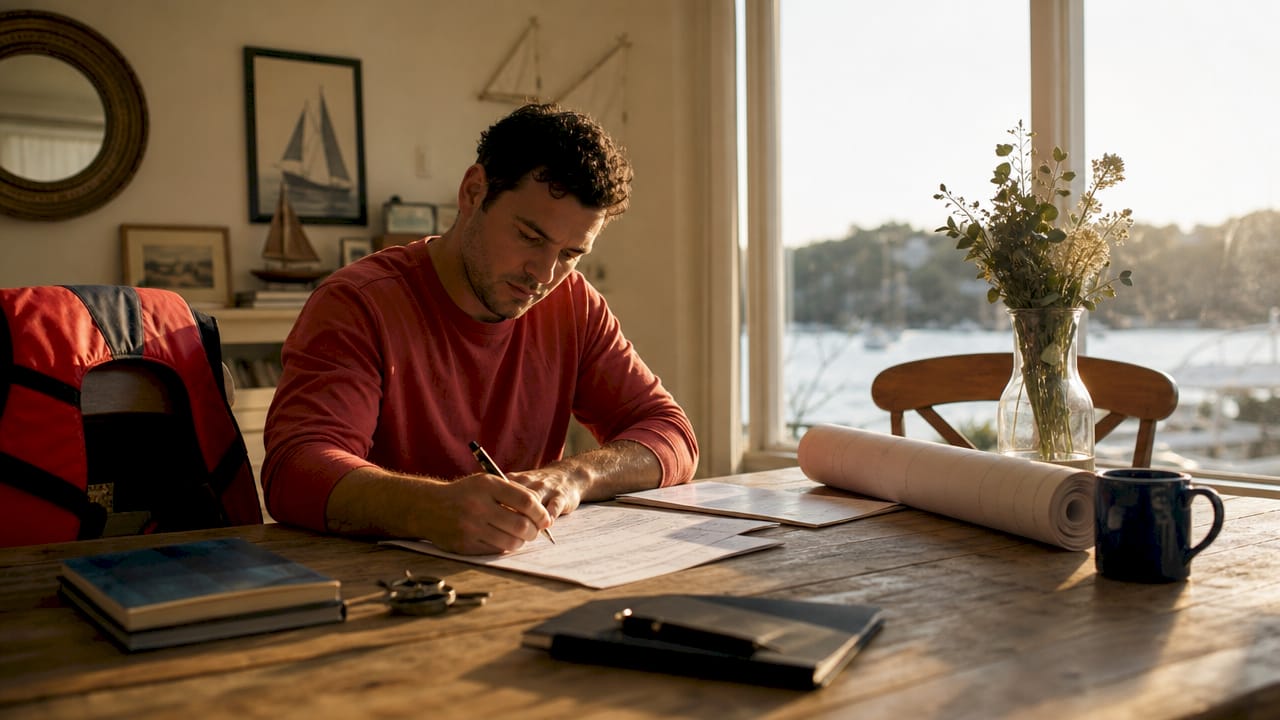Applicant filling boat captain license forms