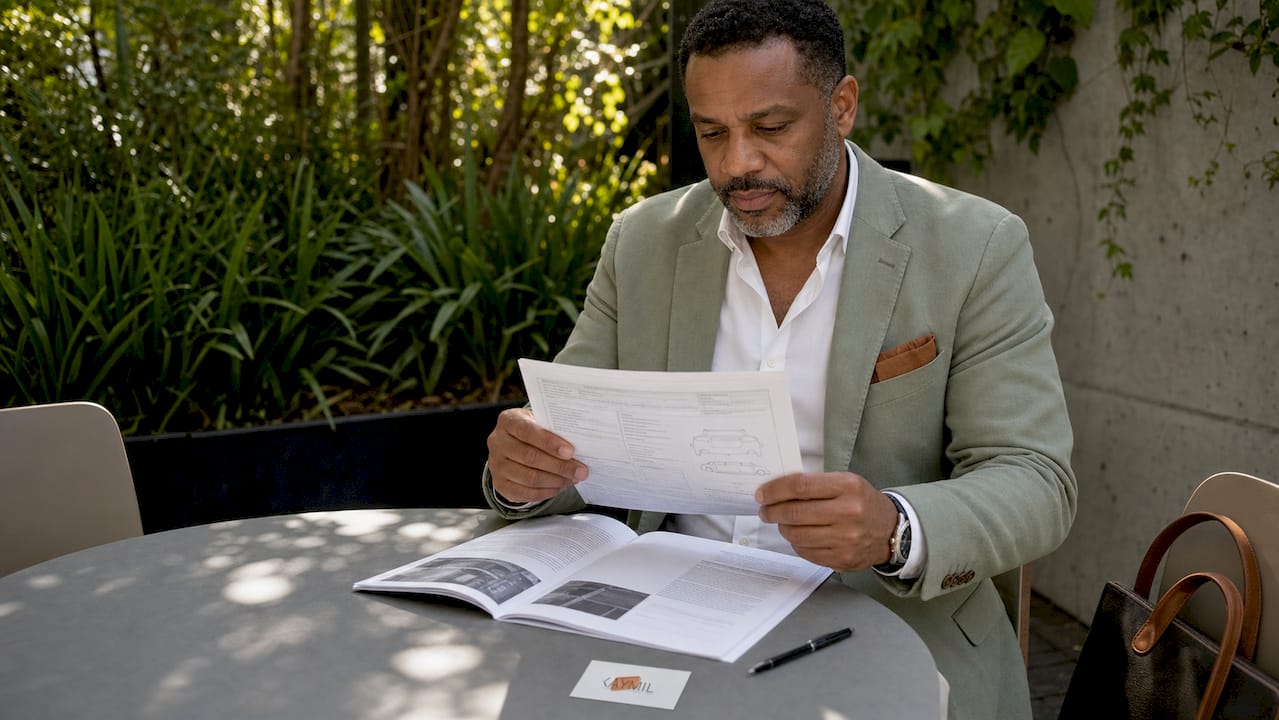 Hands reviewing valet damage insurance claim documents