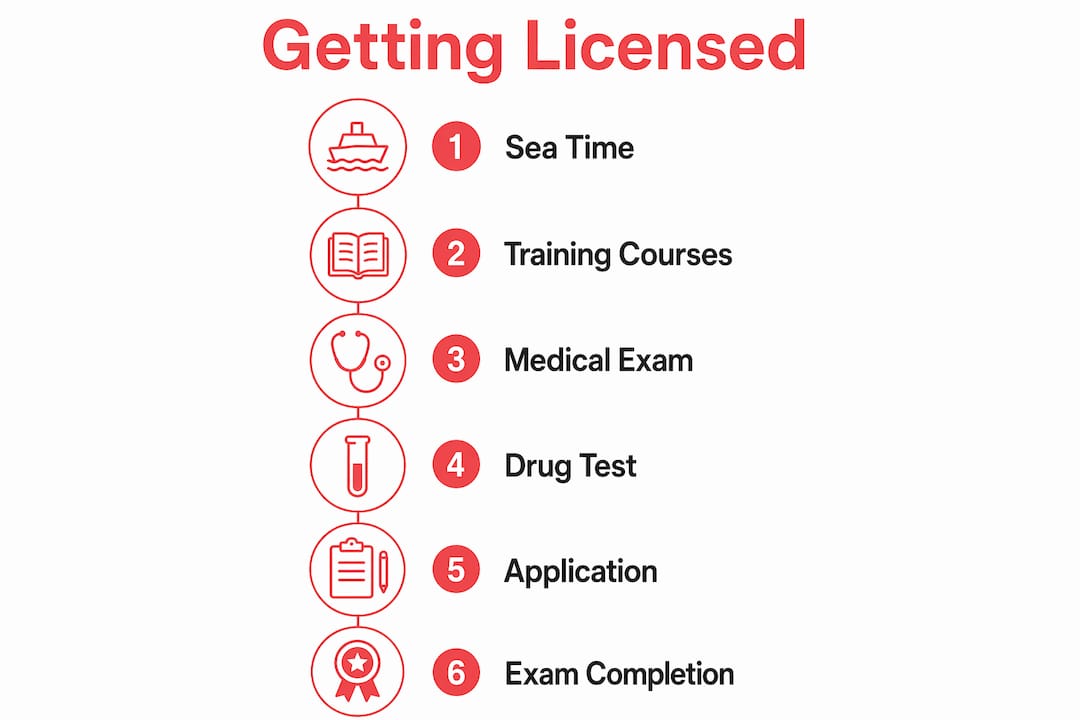 Infographic showing step-by-step licensing process