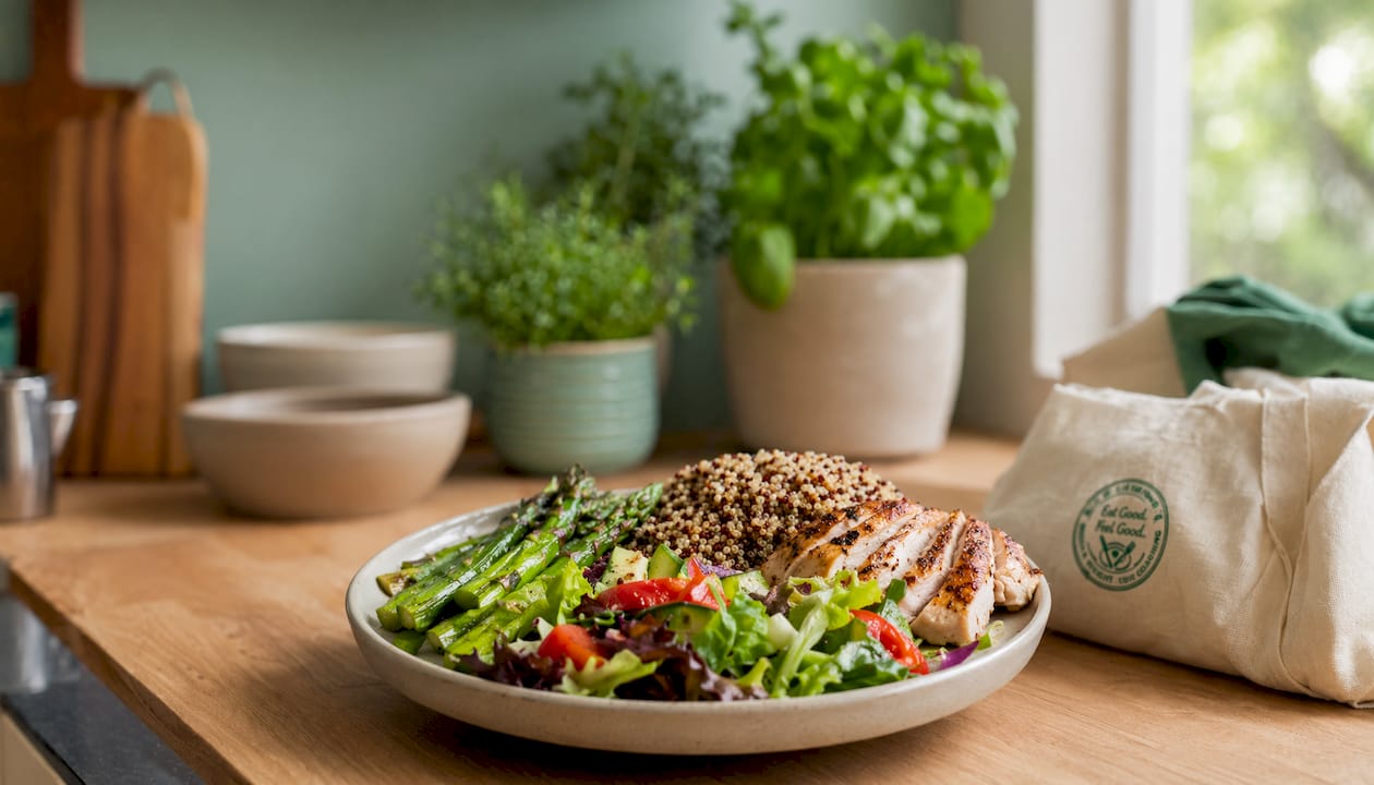 Close-up of nutrient-dense balanced meal plate