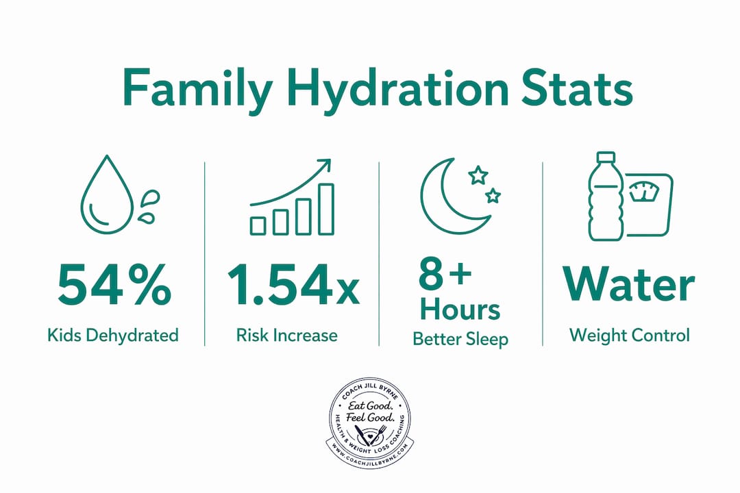 Infographic showing key hydration statistics for families