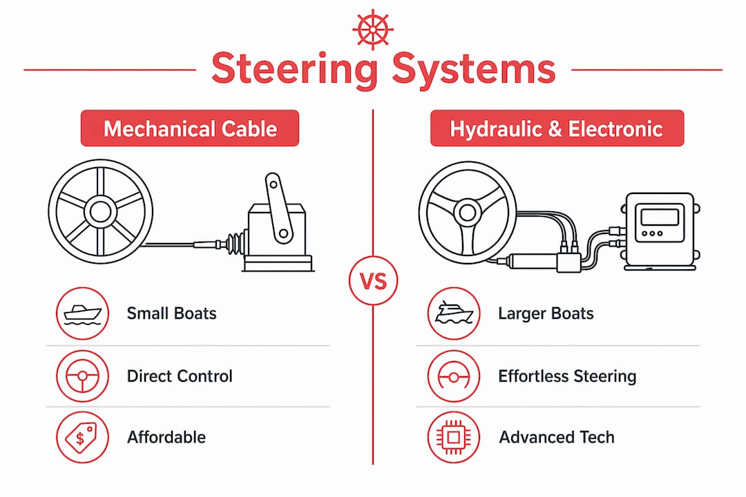 Infographic comparing mechanical and hydraulic steering