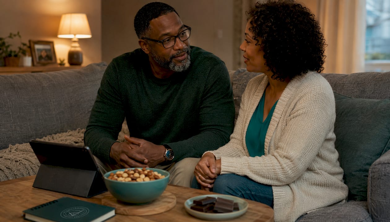 Couple sharing emotional support while dieting together