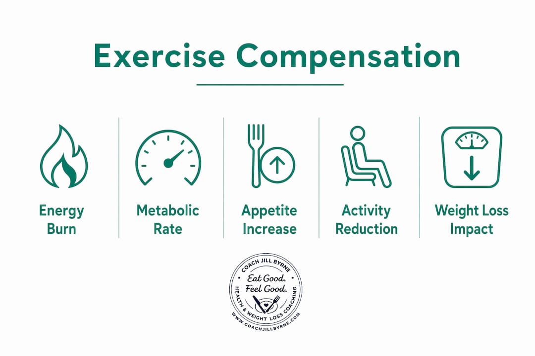 Infographic illustrating exercise energy compensation factors