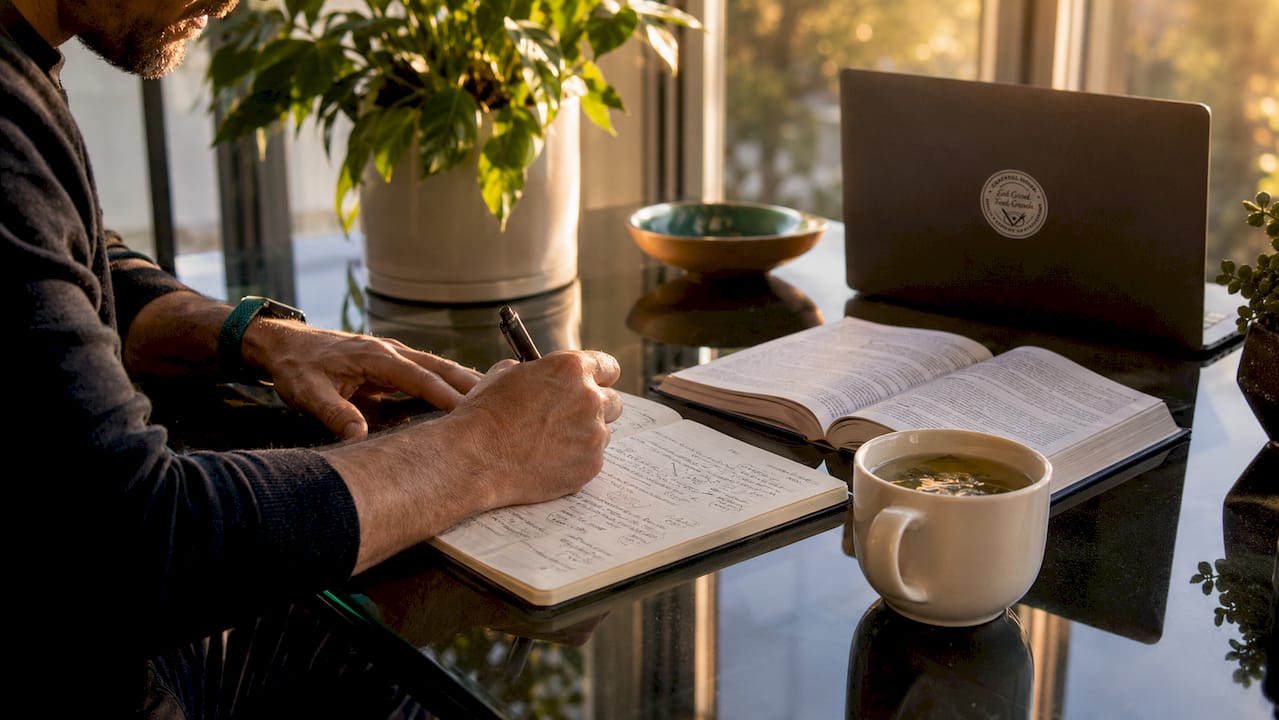 Hands taking notes on exercise metabolism