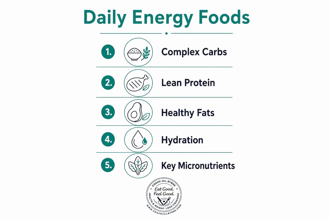 Infographic illustrating daily energy food steps