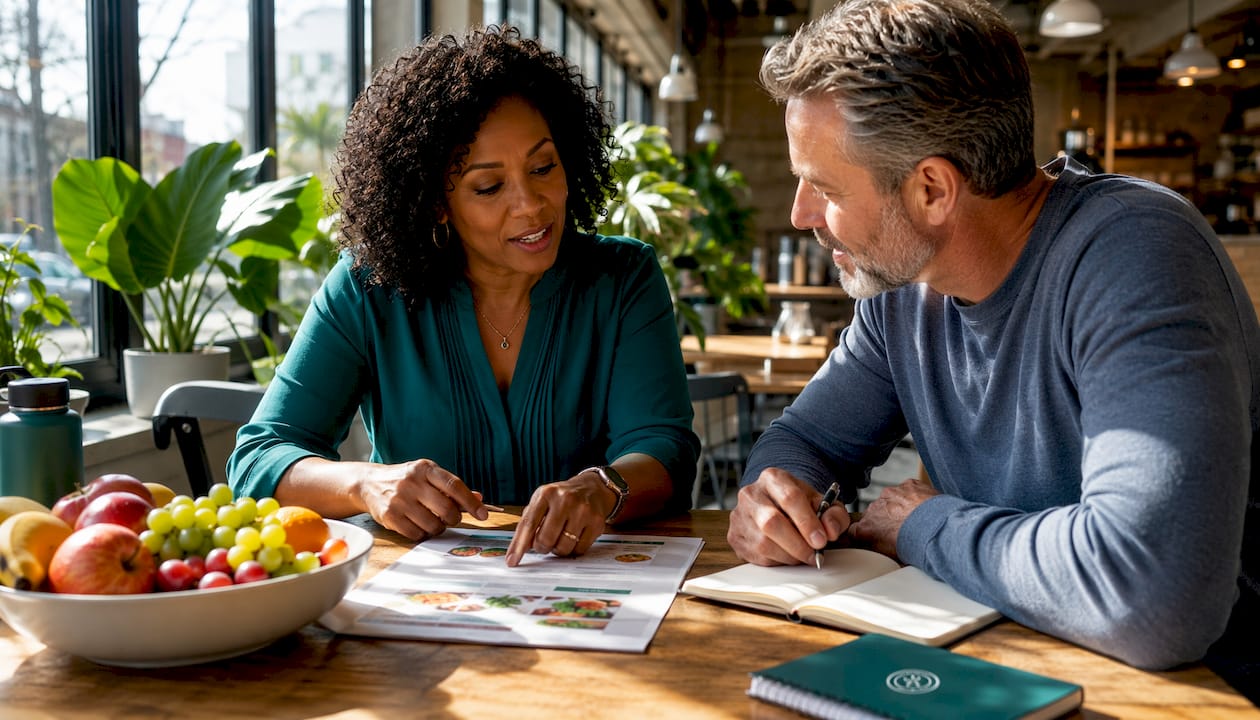 Nutritionist advising muscle preservation diet