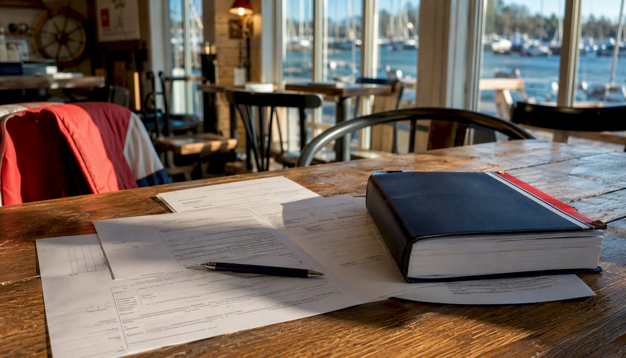 USCG Merchant Mariner Credential paperwork on desk