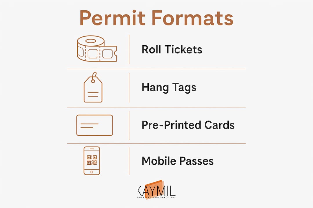Infographic illustrating day-of-event permit format types