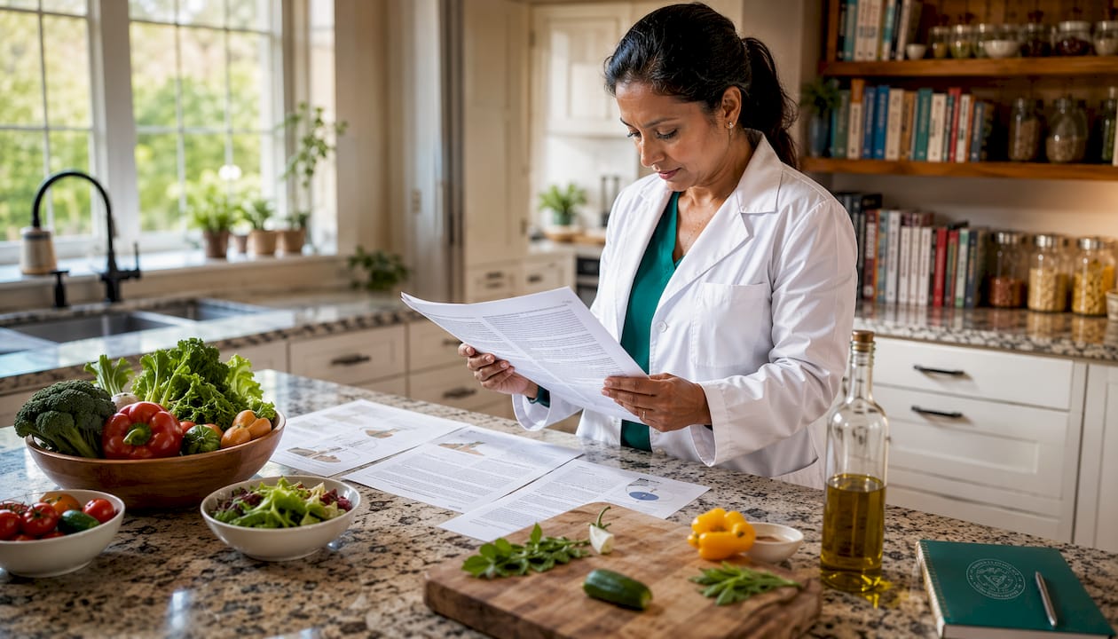 Healthcare professional reviewing fatty acid research