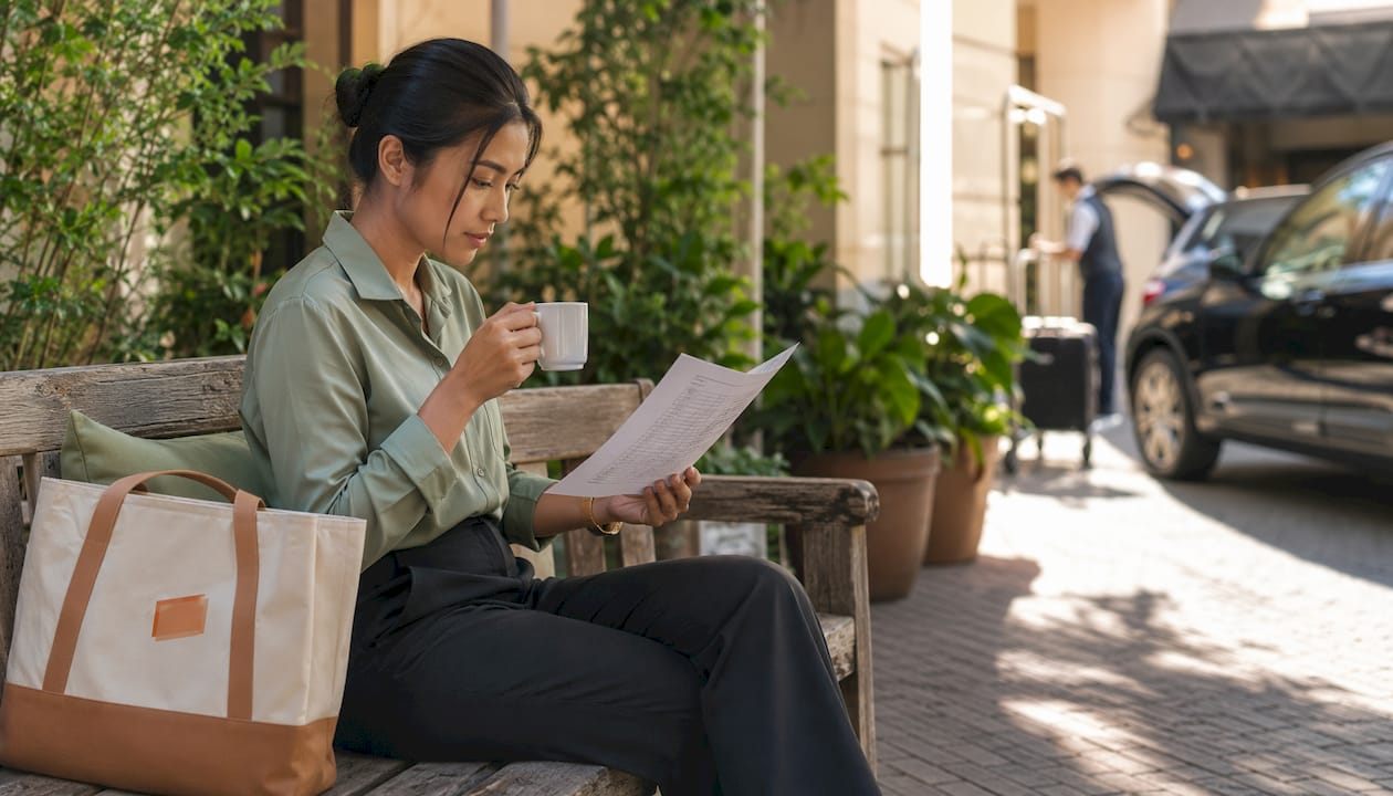 Valet attendant reviewing checklist during break