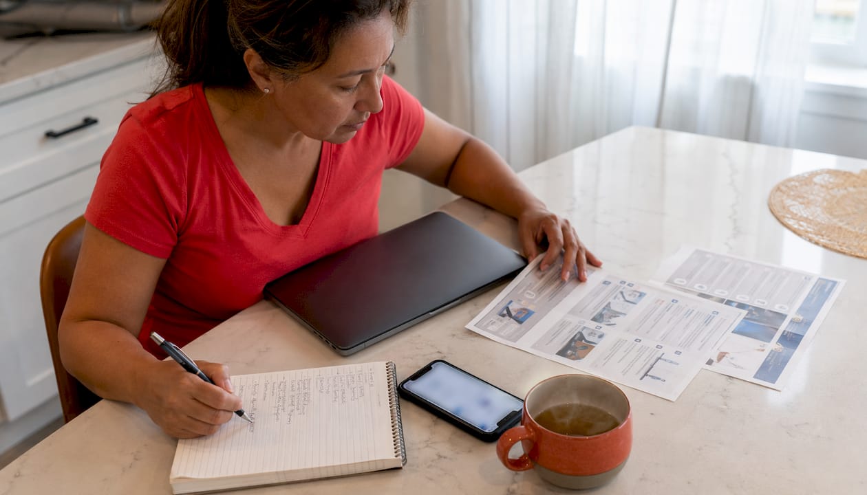 Woman completing MyFWC account setup at home
