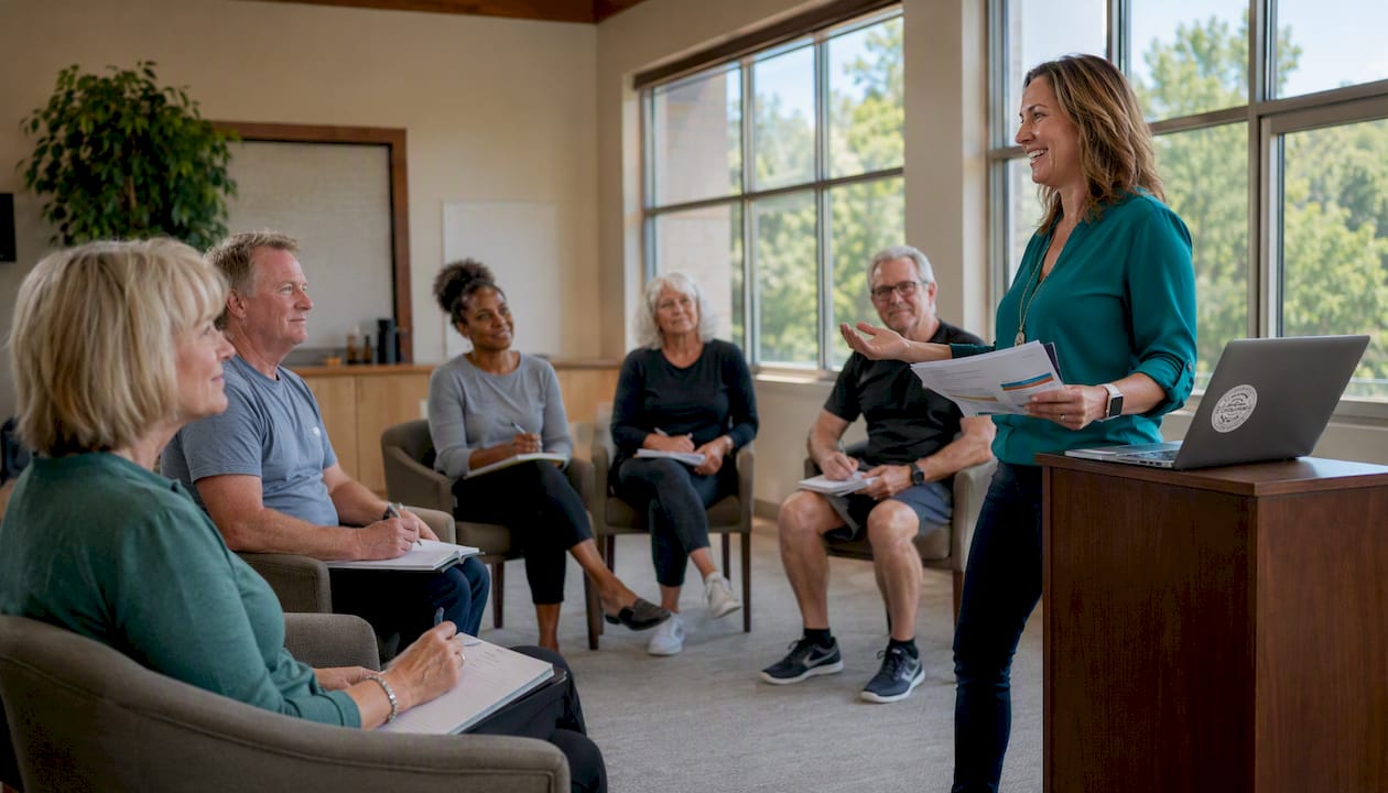 Clinical weight loss group with clinician leader