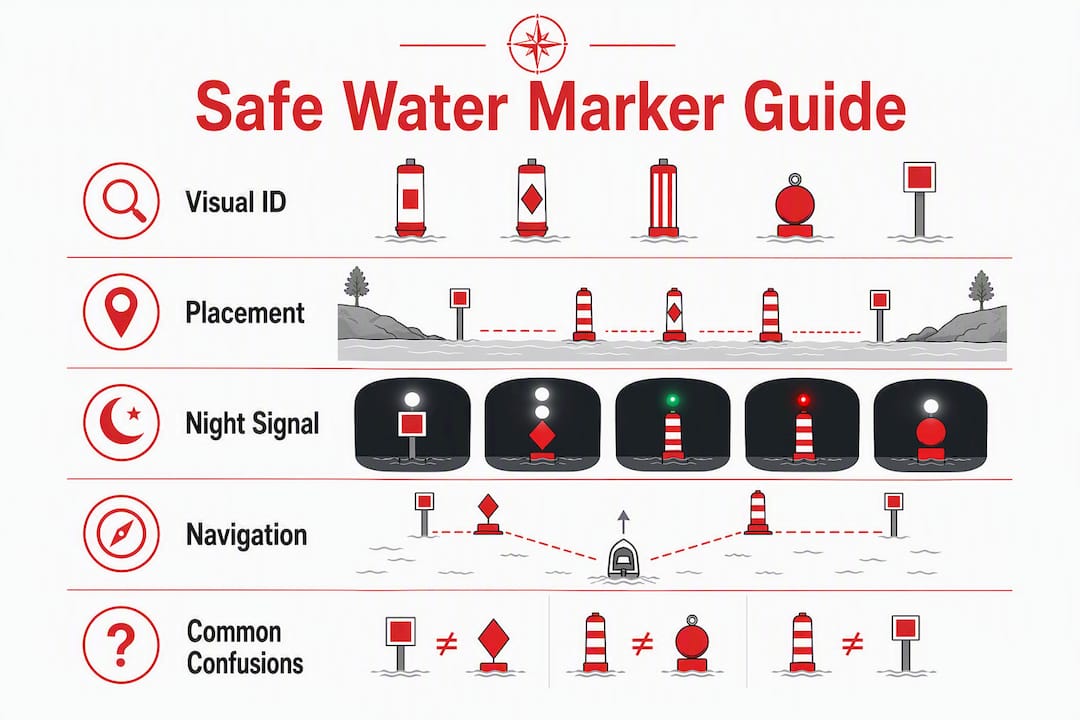 Infographic illustrating safe water marker key points