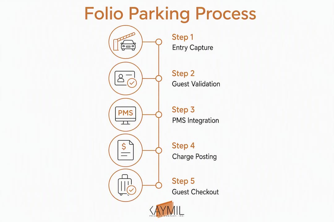 Infographic illustrating folio parking charge steps