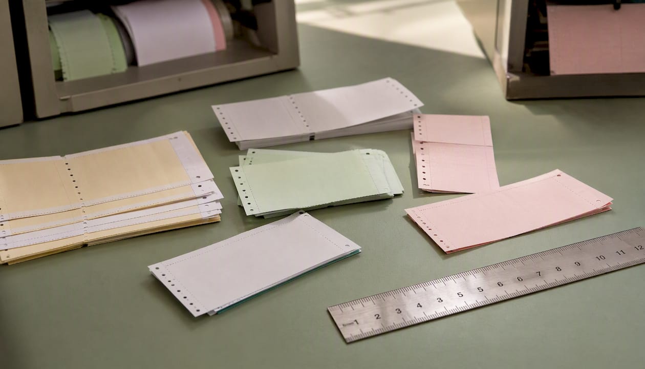 Assorted standard parking tickets close-up overhead