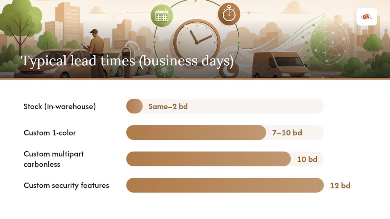 Infographic of parking ticket job lead times and types